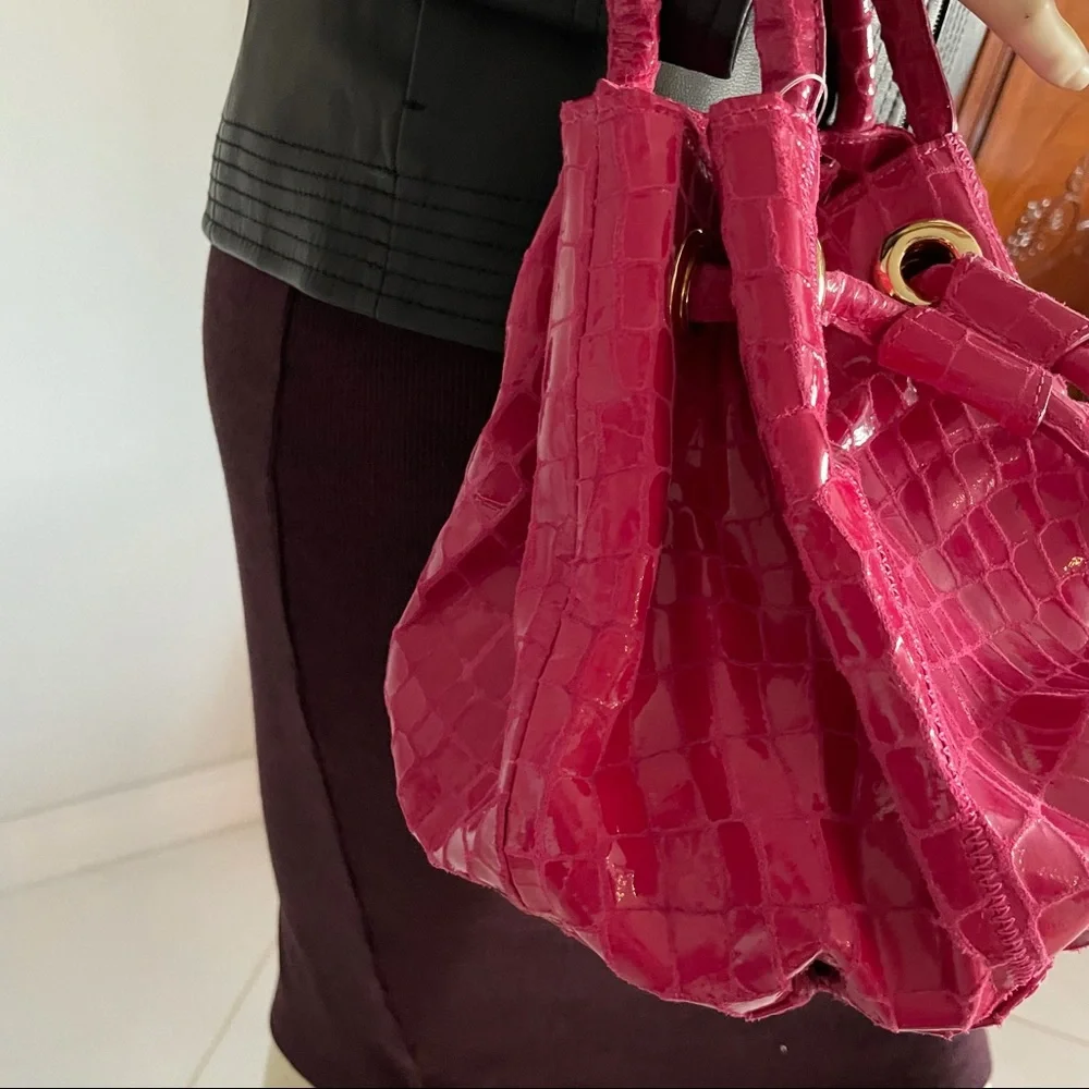 Carlos falchi pink leather drawstring bucket bag - Picture 3 of 14